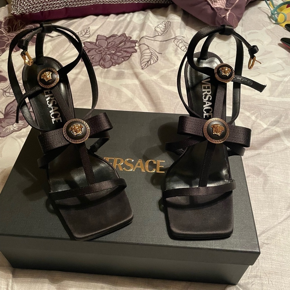 Versace Black Heeled Sandals